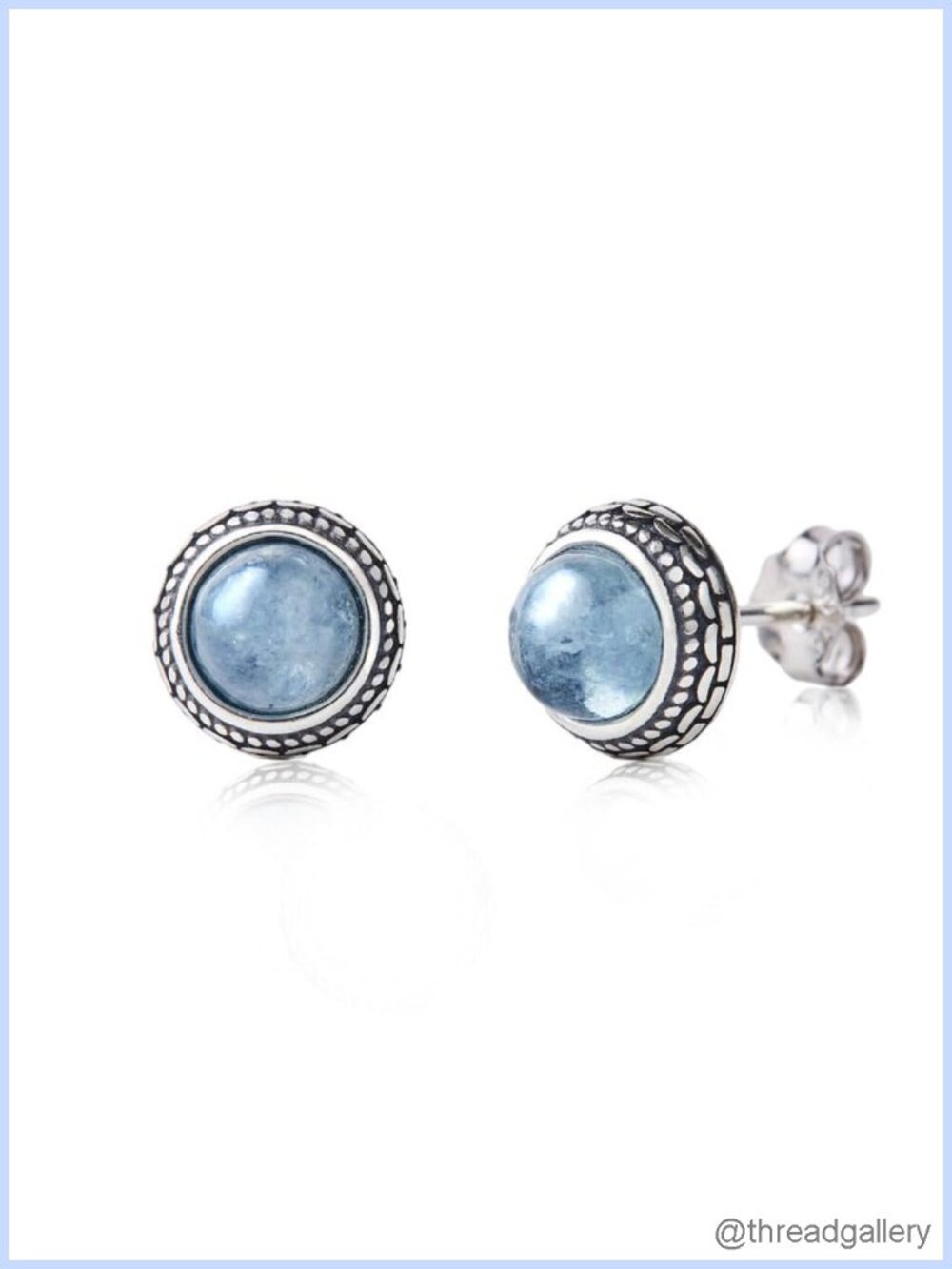 925 Sterling Silver Aquamarine Crystal Stud Earrings Dainty Hypoallergenic